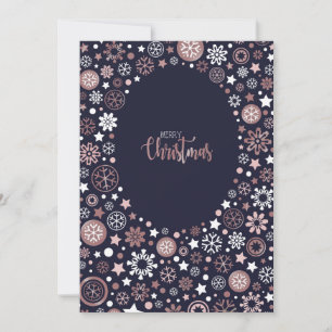 Pink Gold Snowflakes Christmas Elegant Design Holiday Card
