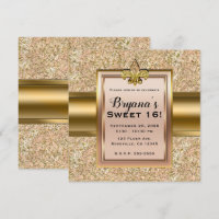 Pink & Gold Sparkle Glittery Fleur de lis Party