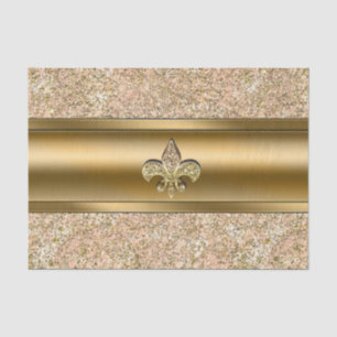 Pink & Gold Sparkle Glittery Fleur de lis Party Tissue Paper