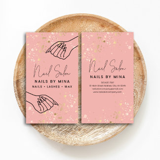 Pink & Gold Specks Hand Nail Salon Business Card