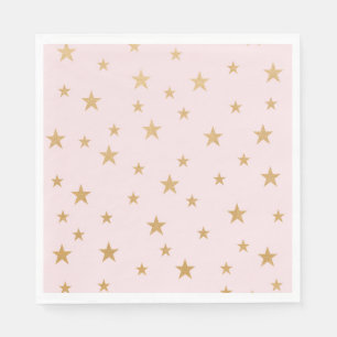 Pink Gold Stars baby shower decor Napkin