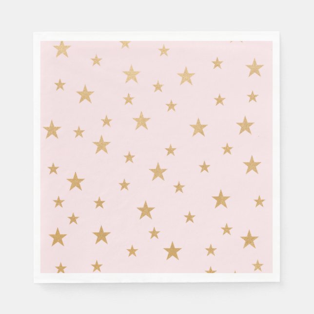 Pink Gold Stars baby shower decor Napkin (Front)