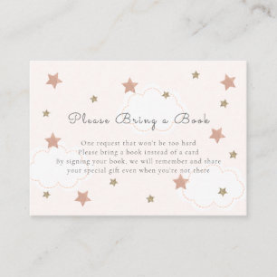 Pink Gold Stars & Clouds Please Bring a Book Enclosure Card