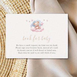 Pink Gold Stars Watercolor Bear Book Request Enclosure Card
