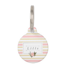 Pink & Gold Stripe Personalised Pet Name Tag