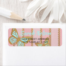 Pink Gold Stripes and Buterfly