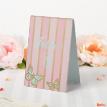 Pink Gold Stripes and Buterfly