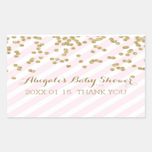 Pink Gold Stripes Baby Shower Favour Sticker