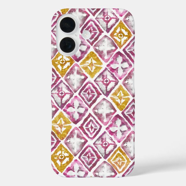 Pink Gold Stylish Ethnic Diamond Tiles Case-Mate iPhone Case (Back)