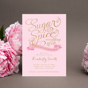 Pink Gold Sugar and Spice Baby Girl Baby Shower Invitation