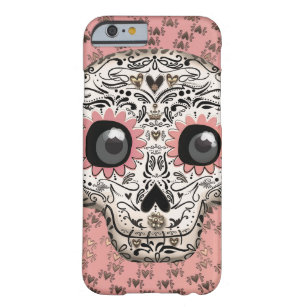 Pink & Gold Sugar Skull & Cute Whimsical Hearts Barely There iPhone 6 Case