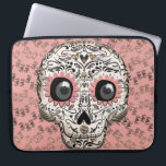 Pink & Gold Sugar Skull & Cute Whimsical Hearts Laptop Sleeve<br><div class="desc">Custom design</div>