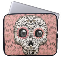 Pink & Gold Sugar Skull & Cute Whimsical Hearts