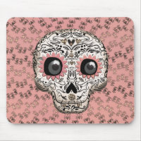 Pink & Gold Sugar Skull & Cute Whimsical Hearts