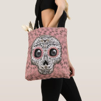 Pink & Gold Sugar Skull & Cute Whimsical Hearts