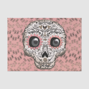 Pink & Gold Sugar Skull Whimsical Cute Party Tissue Paper