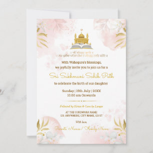 Pink & Gold Sukhmani Sahib Path Invitation Card
