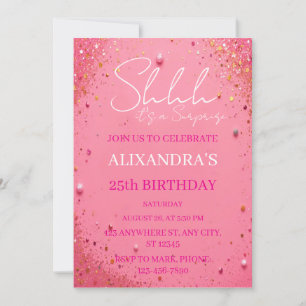 Pink Gold Surprise Birthday Invitation, Editable T Invitation