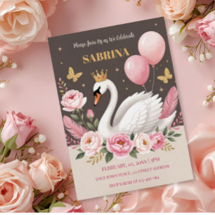 Pink Gold Swan Princess Balloon Birthday Party