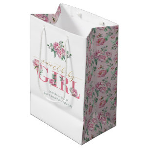 Pink & Gold Sweet Baby Girl Baby Shower Medium Gift Bag