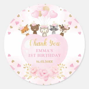 Pink Gold Sweetheart Woodland Valentines Birthday Classic Round Sticker