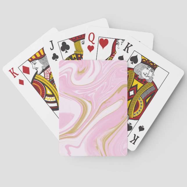 Pink & Gold Swirl Aesthetic Playing Cards (Back)