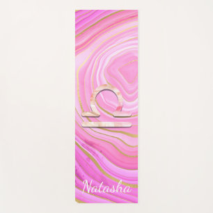 Pink & Gold Swirl Libra Personalized Yoga Mat