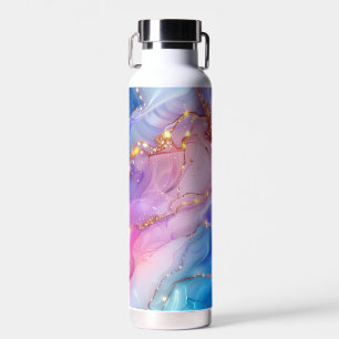 Pink & Gold Swirl Water Bottle