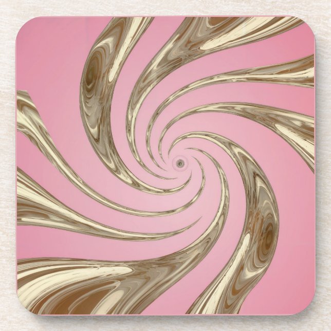 Pink Gold Swirls Coaster Set (Front)