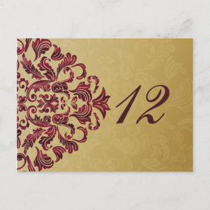 pink gold table numbers postcards