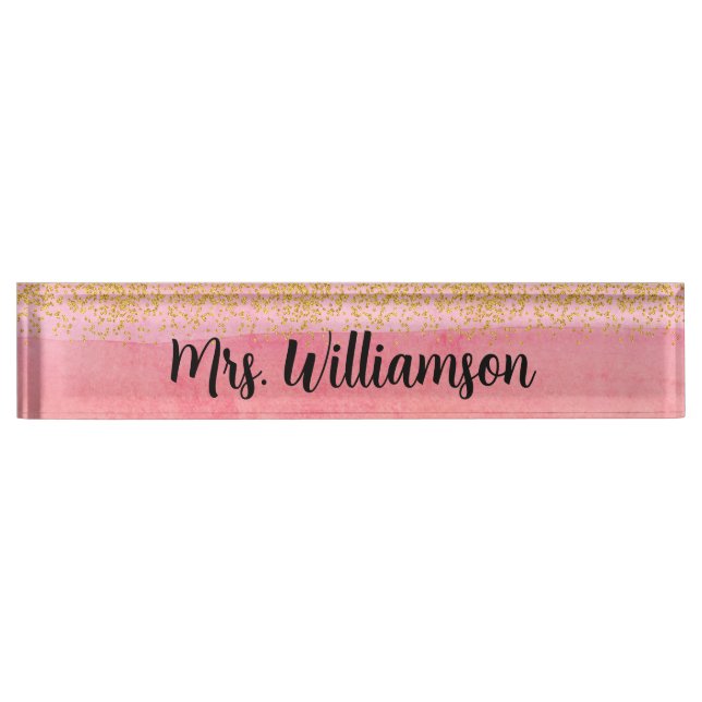 Pink Gold Teacher Educator Professional  Nameplate (Front)