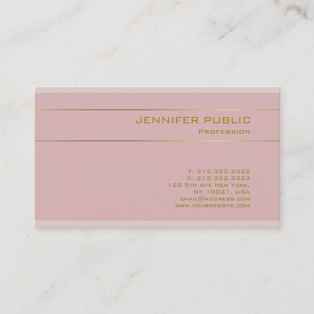 Pink Gold Text Elite Template Premium Silk Elegant Business Card (Front)