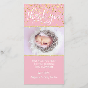 Pink Gold THANK YOU Baby Shower Girl   PHOTO
