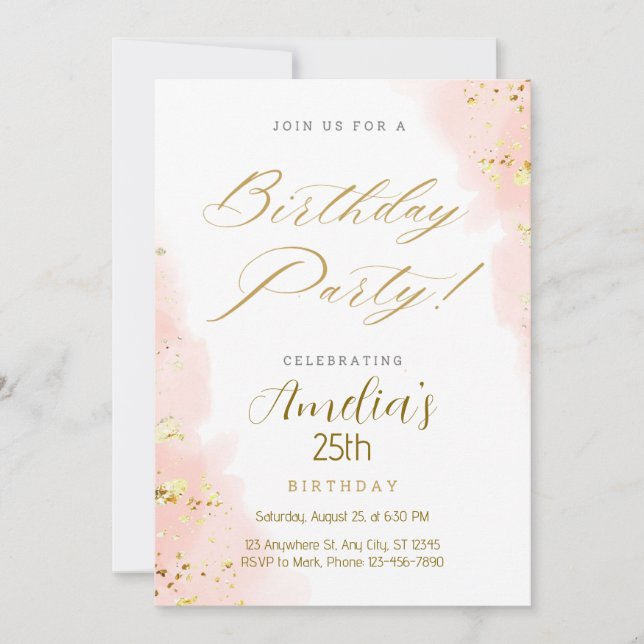 Pink Gold Trendy Invitation (Front)