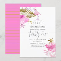 Pink & Gold Tropical Flamingo 21st Birthday Party