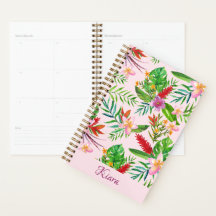 Pink Gold Tropical Florals Monstera Name