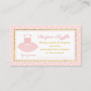 Pink & Gold Tutu Baby Shower Diaper Raffle Ticket Enclosure Card
