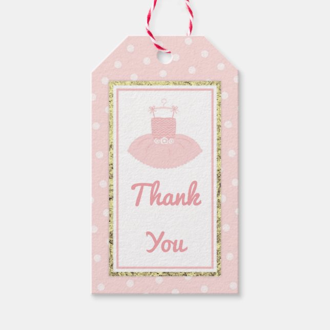 Pink & Gold Tutu Baby Shower Gift Tag (Front)