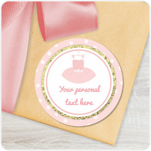 Pink & Gold Tutu Baby Shower Round Sticker