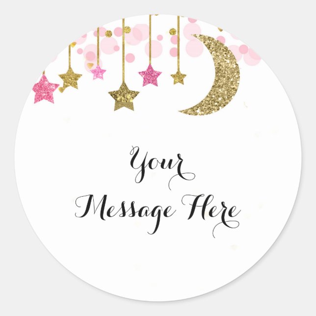 Pink Gold twinkle twinkle Thank You Sticker (Front)