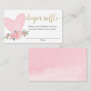 Pink gold valentines day heart diaper raffle cards