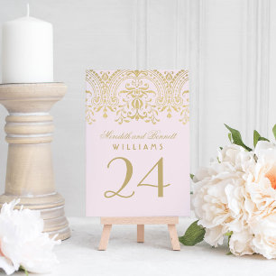 Pink Gold Vintage Glamour Table Number Card