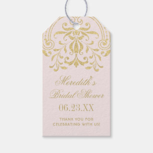 Pink Gold Vintage Glamour Wedding Bridal Shower Gift Tags