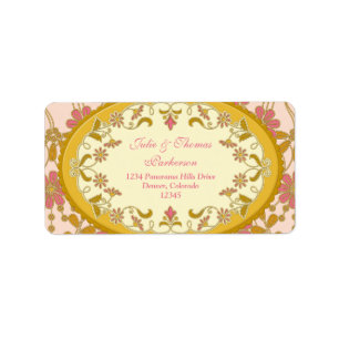 Pink Gold Vintage Victorian Wedding Return Address Label