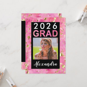 Pink Gold Watercolor Art 20254 Photo Graduation Invitation