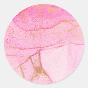 Pink Gold Watercolor  Classic Round Sticker