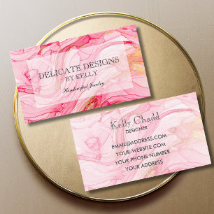 Pink Gold Watercolor Design Business Card