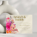 Pink Gold Watercolor Floral Bridal Brunch Message Invitation<br><div class="desc">Brunch and Bubbly Modern Pink and Gold Watercolor Floral Simple Bridal Shower Invitation with Custom Message to Guests on Back</div>