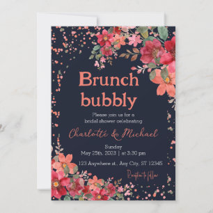 Pink Gold Watercolor Floral Bridal Shower Brunch Invitation