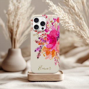 Pink Gold Watercolor Floral Personalised Name  iPhone 11 Pro Case